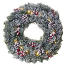 LED vánoční věnec 38cm 2xAA vnitřní teplá bílá s časovačem