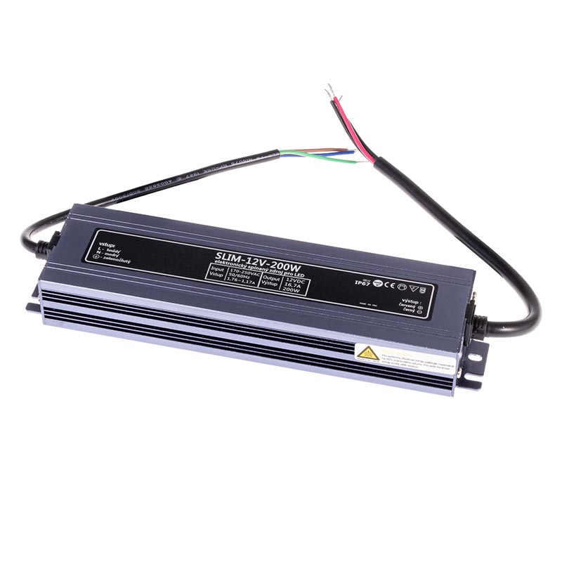 T-LED Trafo pro zapojení LED osvětlení 12V 200W SLIM voděodolné IP67 056132