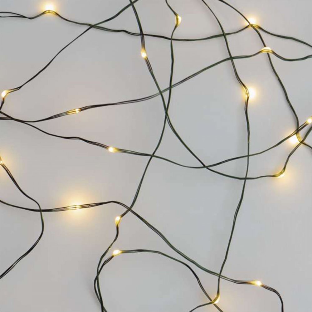 LED vánoční nano řetěz zelený 4m s časovačem teplá bílá