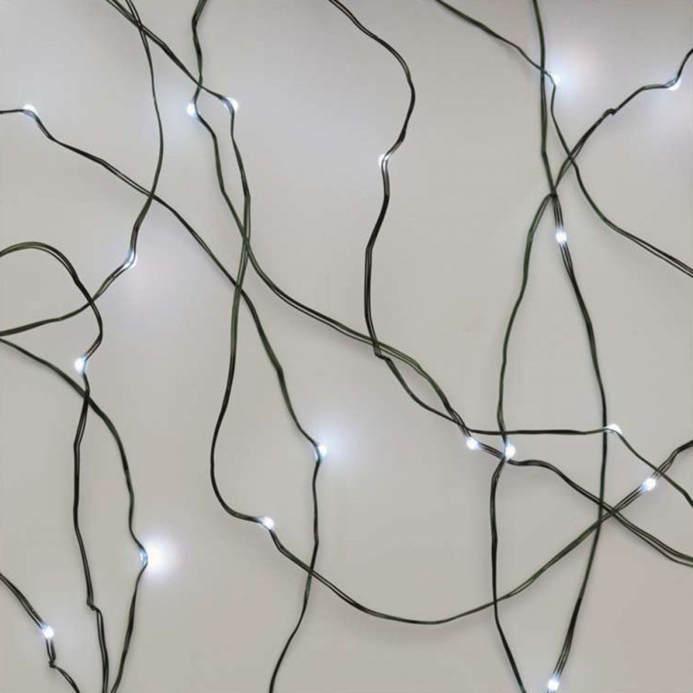LED vánoční nano řetěz zelený 4m s časovačem studená bílá