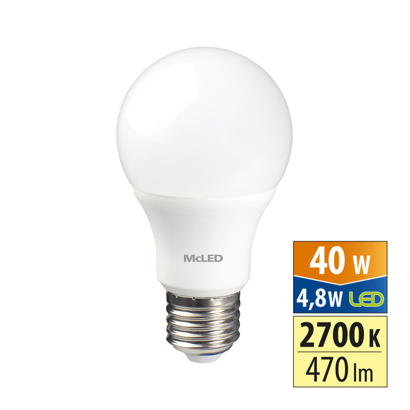 McLED LED žárovka 4,8W 470lm 2700K 200° E27 ML-321.096.87.0