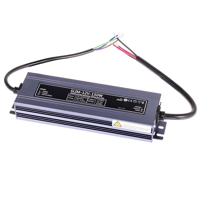 T-LED Trafo pro zapojení LED osvětlení 12V 150W SLIM voděodolné IP67 056131