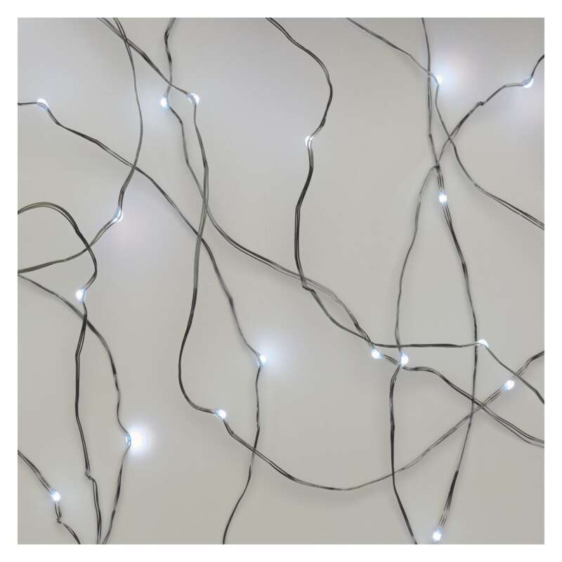 EMOS Vánoční osvětlení 20 LED řetěz stříbrný nano, 1,9m, IP20, stud. bílá, čas. D3AC07