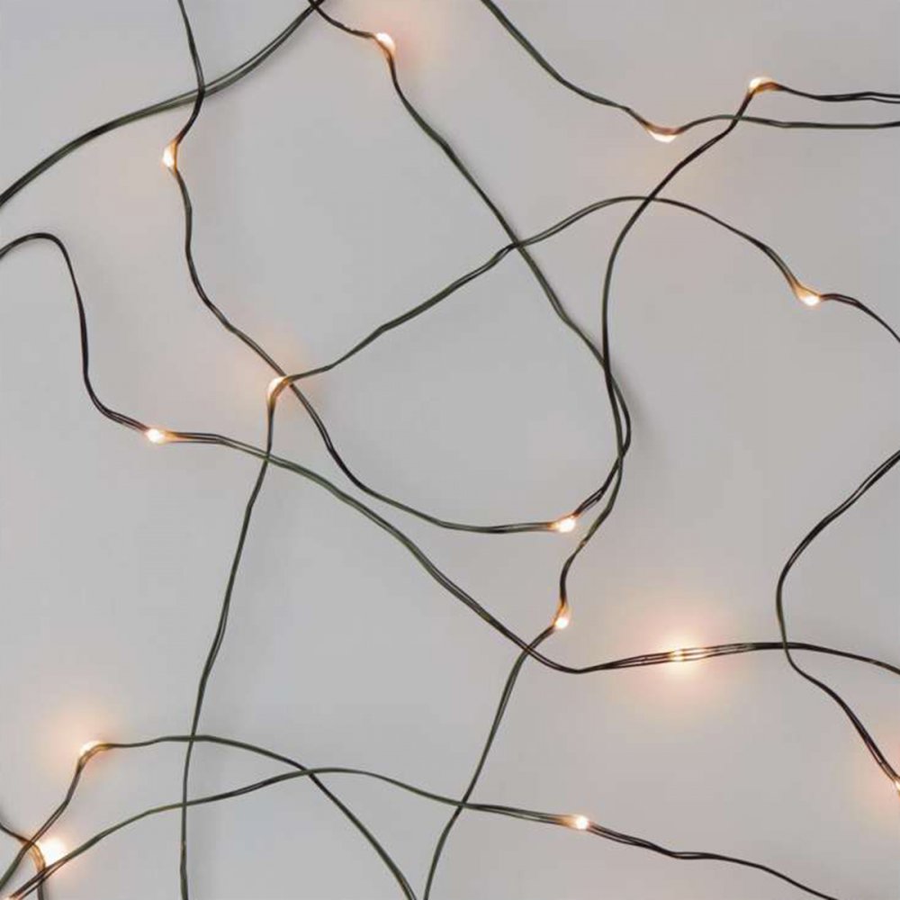 LED vánoční nano řetěz zelený 4m s časovačem jantarová