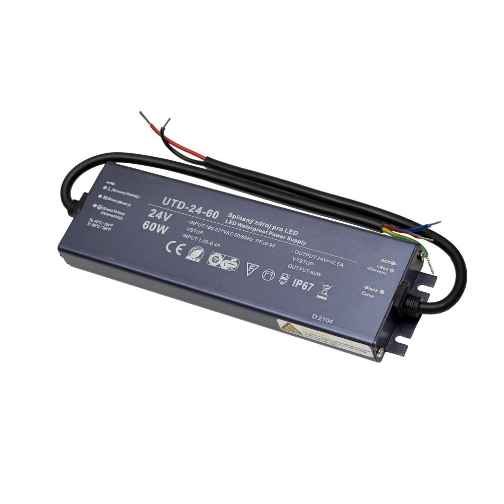 T-LED Trafo pro zapojení LED osvětlení 24V 60W UTD-24-60 voděodolné 056350