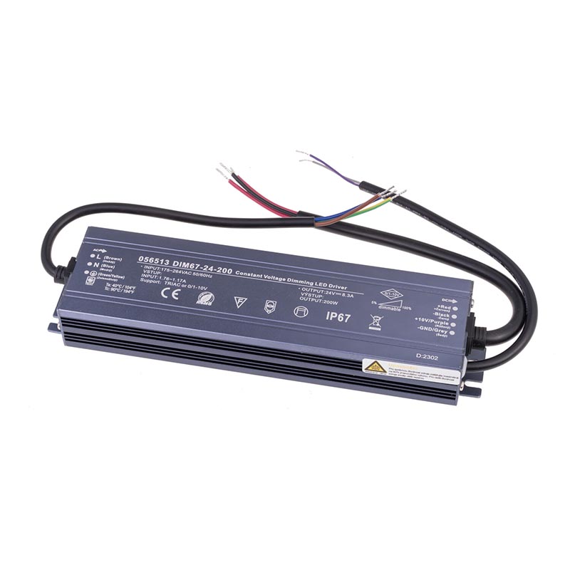 T-LED Trafo pro zapojení LED osvětlení 24V 200W SLIM voděodolné IP67 056513